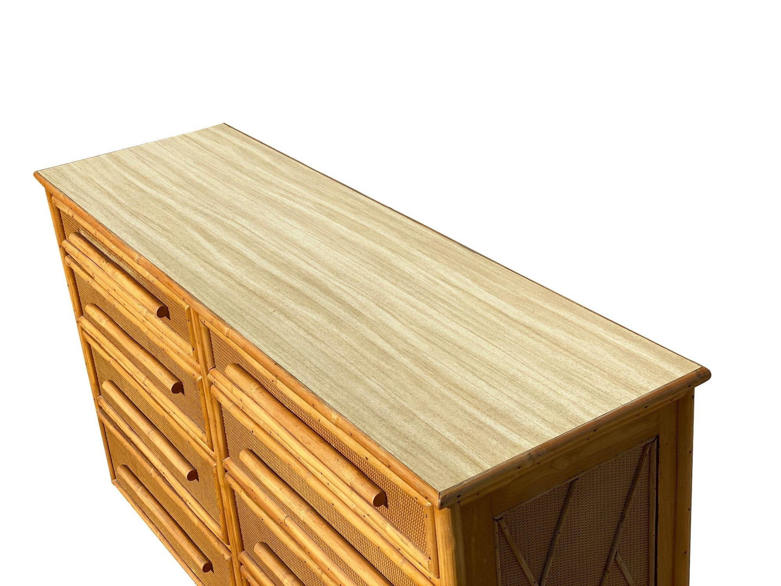 Restored Mid-century Rattan & Wicker Dresser by Mengel Furniture - 2