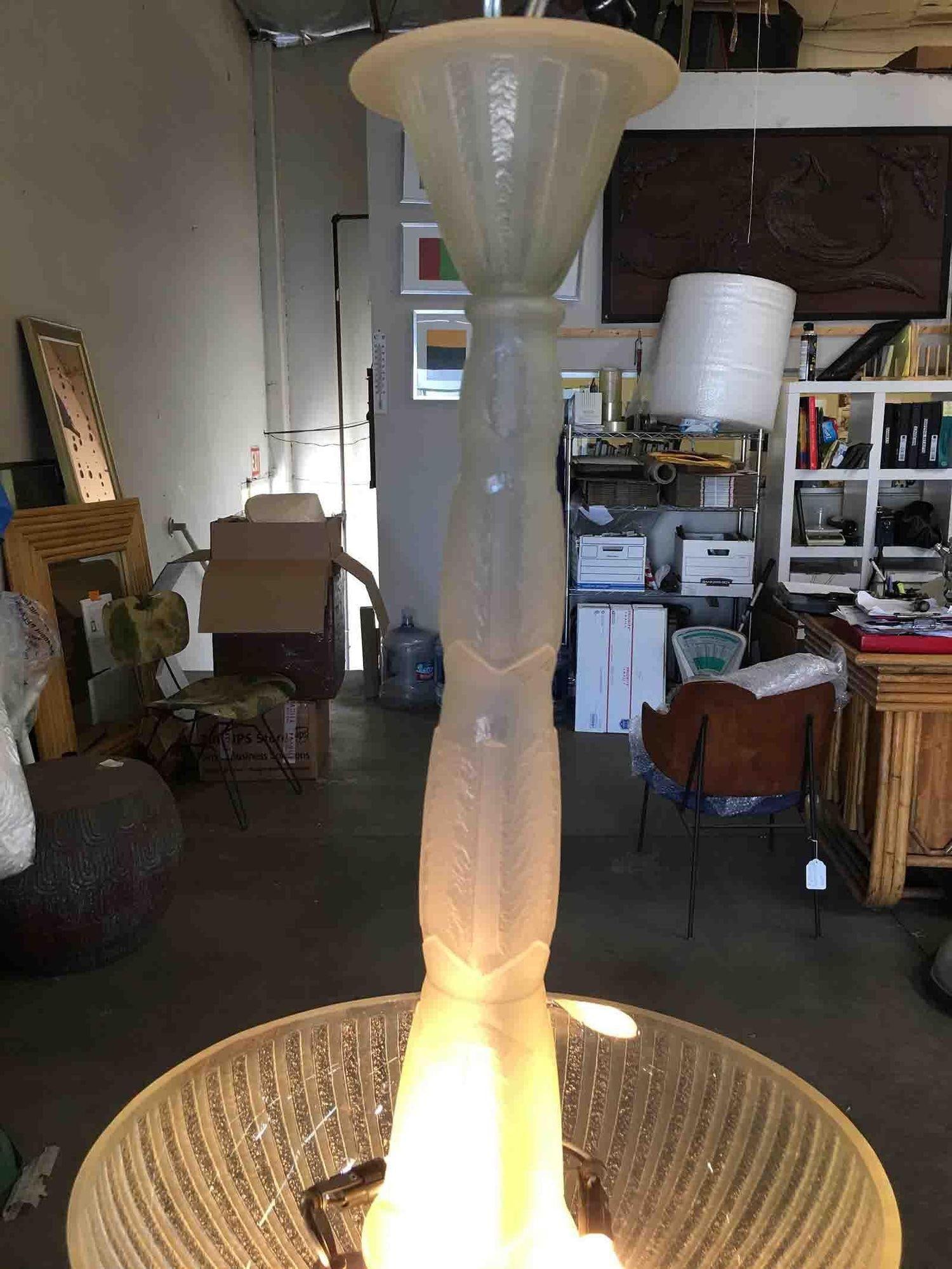 Daum Nancy Style Frosted Glass Art Deco Chandelier - 3