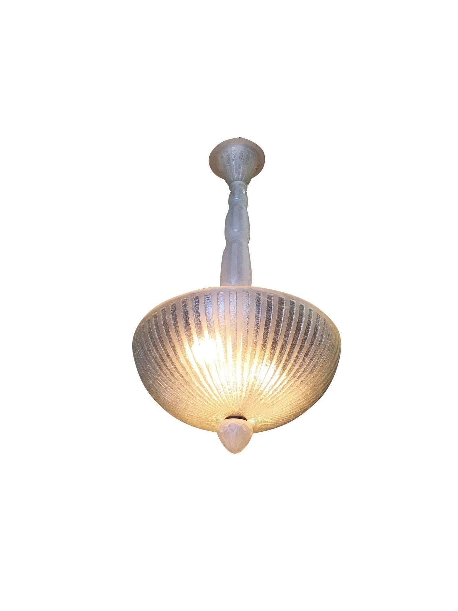 Daum Nancy Style Frosted Glass Art Deco Chandelier - 5
