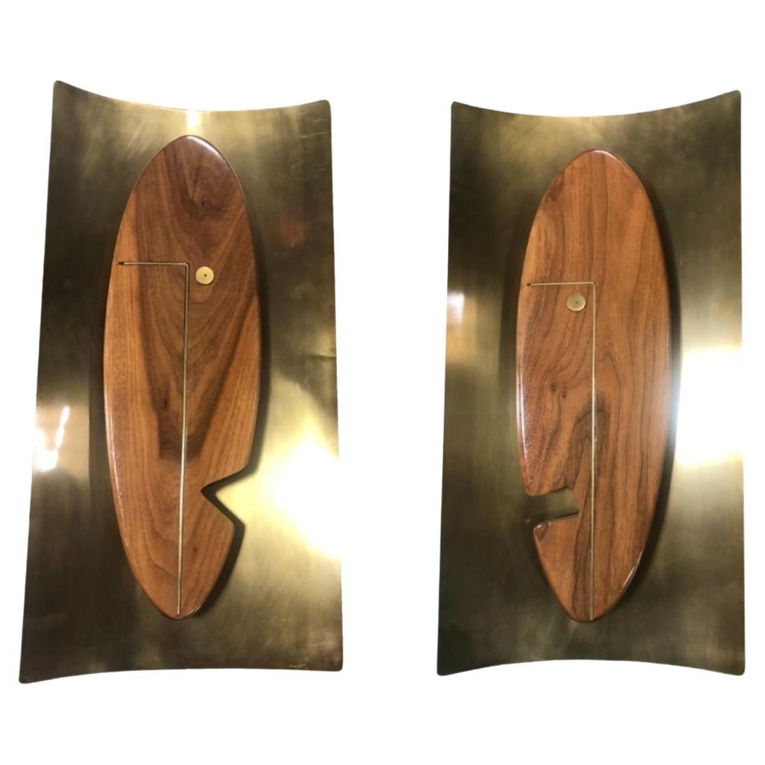 Midcentury "Face" Wall Art Sculpture Pair by Westwood Chadwick (1 of 5)