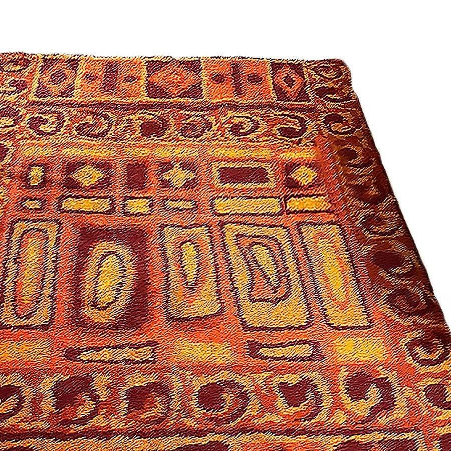 Mid-century 8' Foot Hand-Hooked Scandinavian Shag Rug w/ Abstract Design - 4