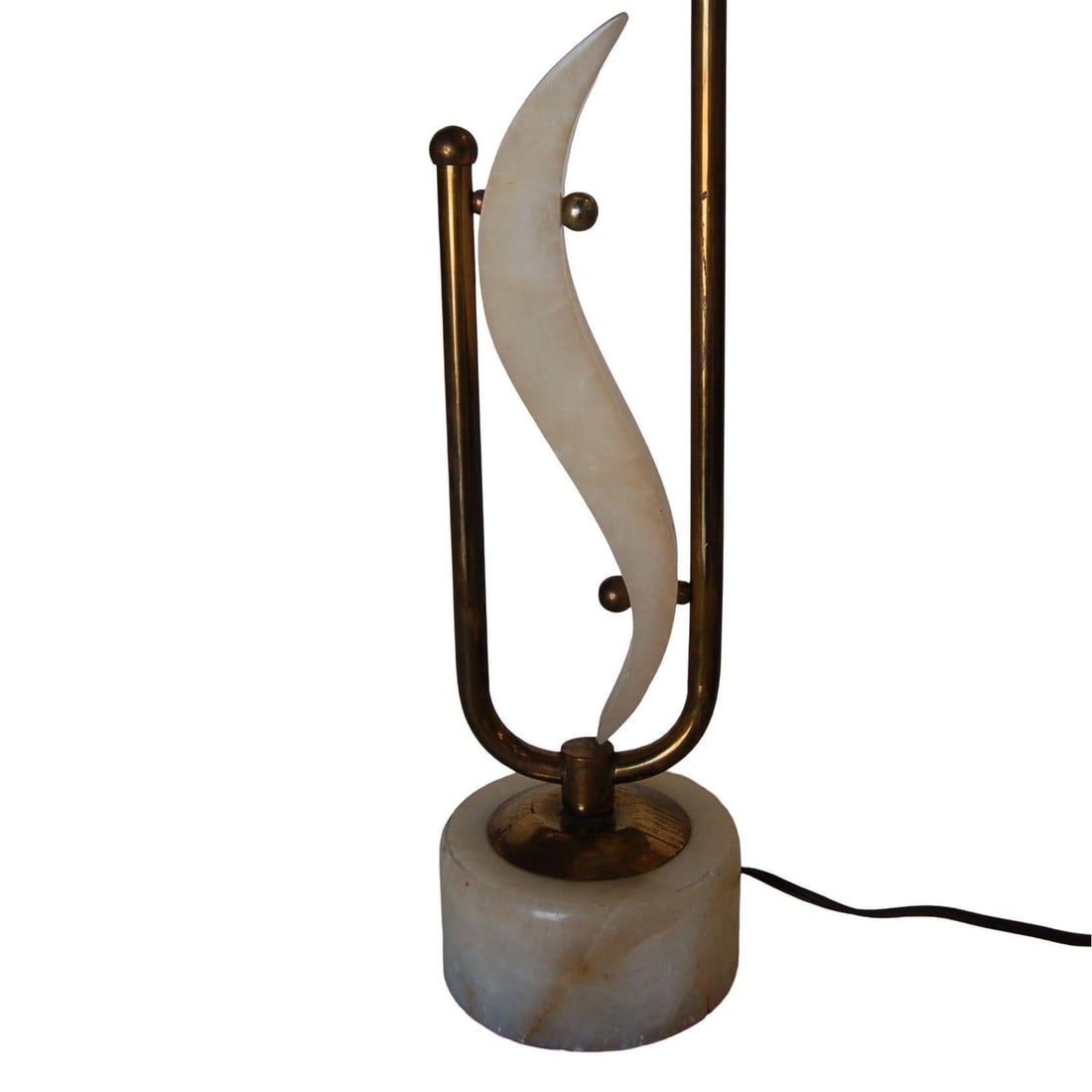Pair of Freeform Marble and Brass Abstract Sculptural Table Lamps - 2