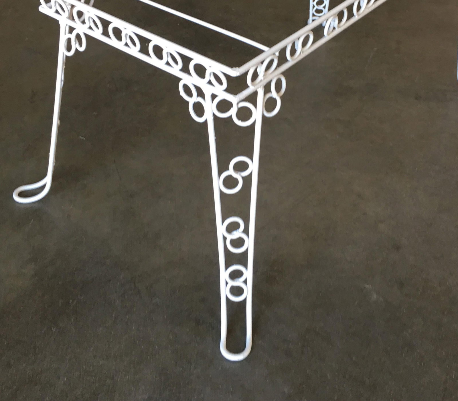 Custom 4 Person Outdoor "Circle 8" Iron Table with Glass Top - 3
