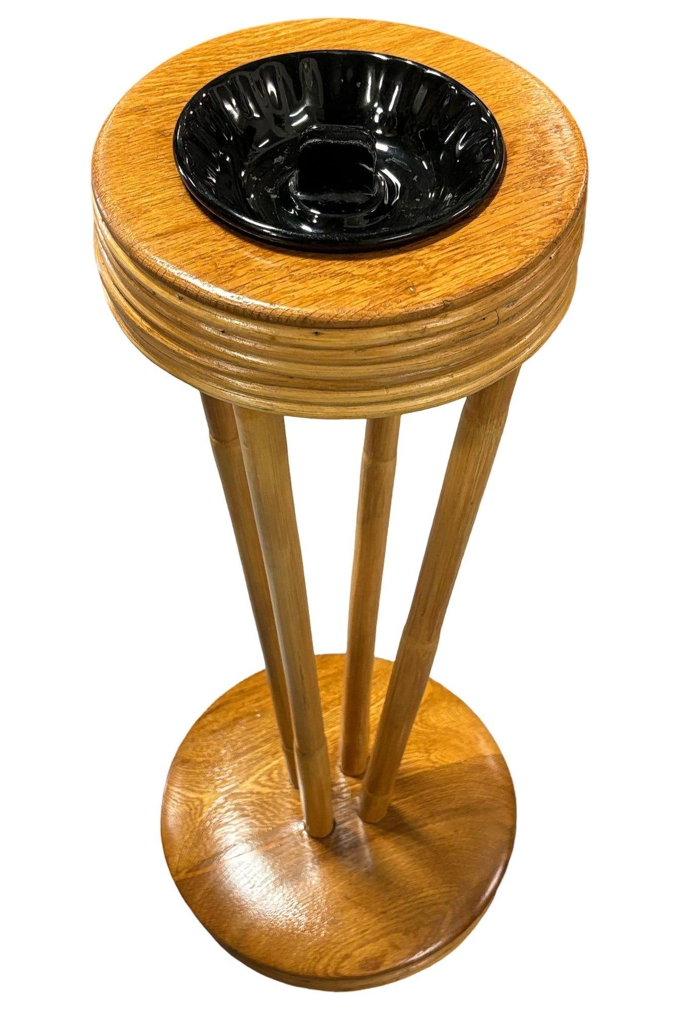Restored Rattan and Mahogany Standing Ashtray - 5