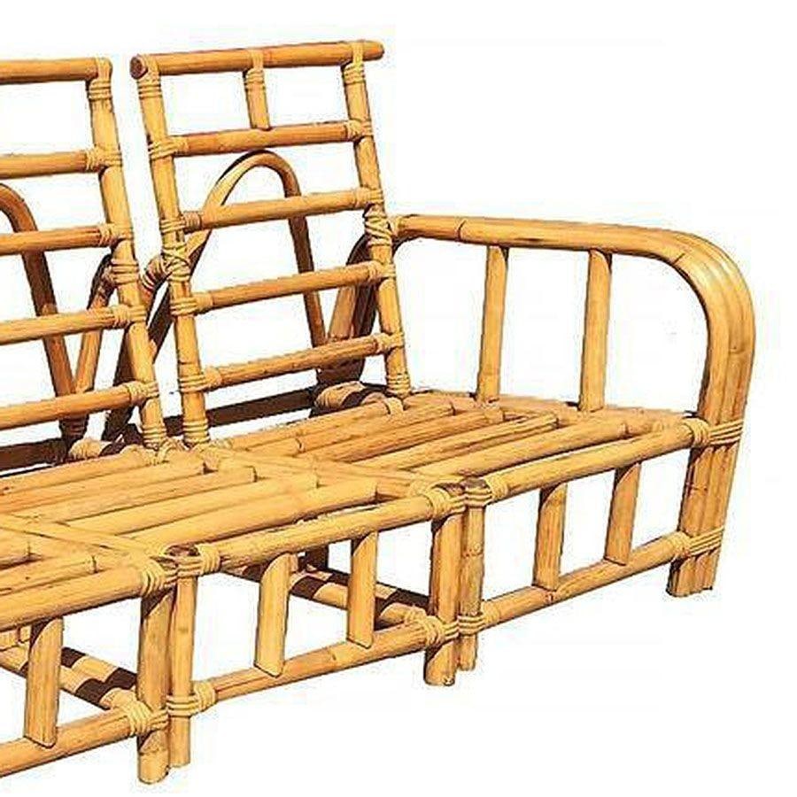 Restored Mid-century Child Size Three-Strand "Horse Shoe Arm" Sofa - 4