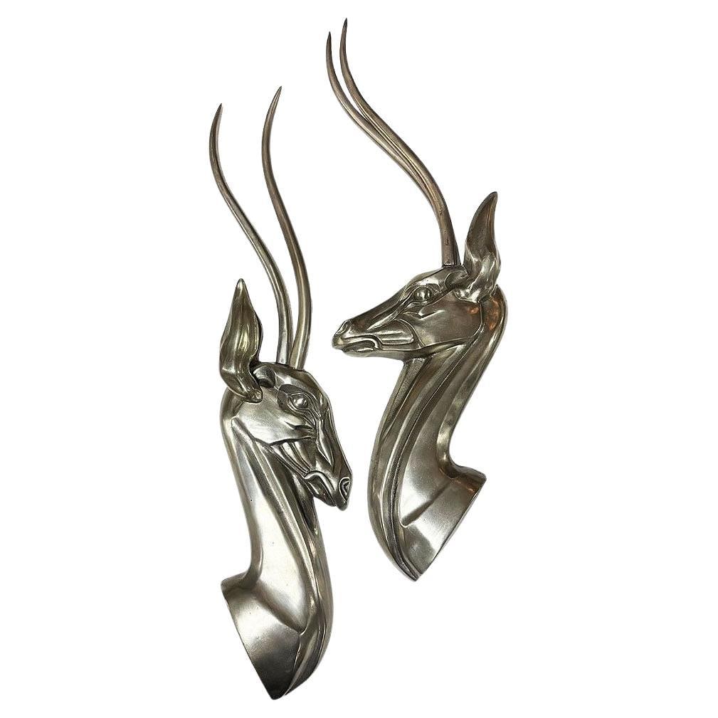 Modernist Polished Aluminum Gazelle Wall Sculpture Pair by Pendergrast (1 of 5)
