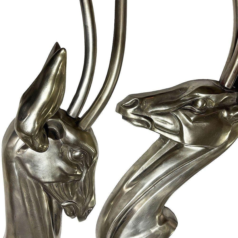 Modernist Polished Aluminum Gazelle Wall Sculpture Pair by Pendergrast - 2