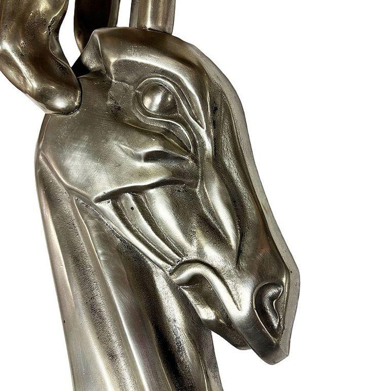 Modernist Polished Aluminum Gazelle Wall Sculpture Pair by Pendergrast - 3