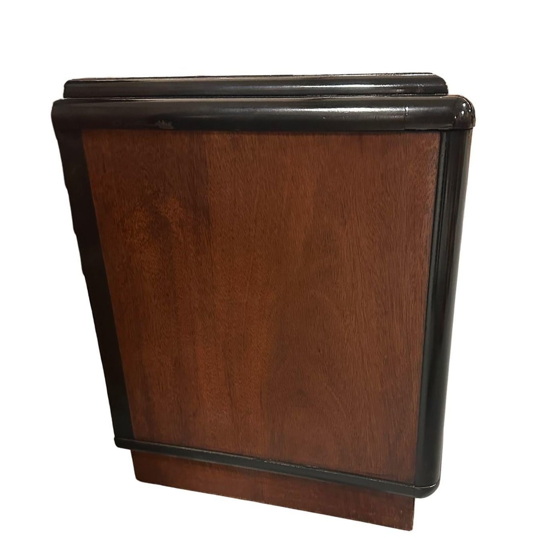 Pair of Two Toned Art Deco Cherry Wood & Lacquer Bedside Tables w/ Stepped Top - 3