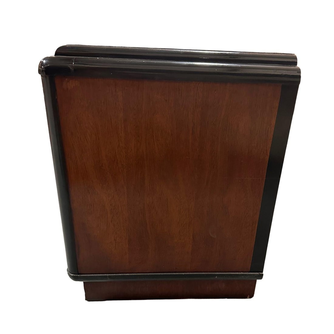 Pair of Two Toned Art Deco Cherry Wood & Lacquer Bedside Tables w/ Stepped Top - 4