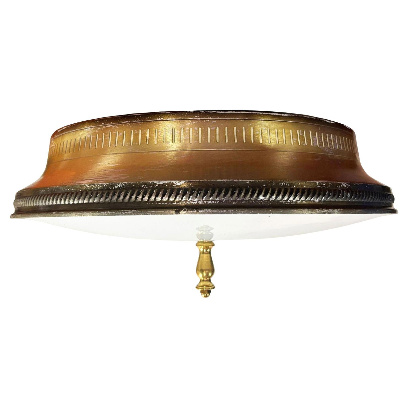 MCM Brushed Brass Hinkley Cambridge Medium Size Flush Mount Ceiling Light (1 of 5)