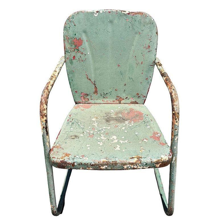 Mid-century Steel Shellback Springer Patio Outdoor Lounge Chair - 2