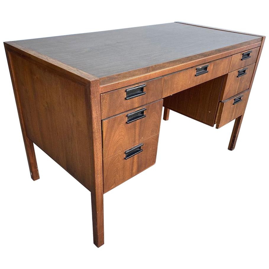 Midcentury Danish Modern Teak Writing Desk w/ Woven Wicker Front by Sligh Lowry (1 of 5)