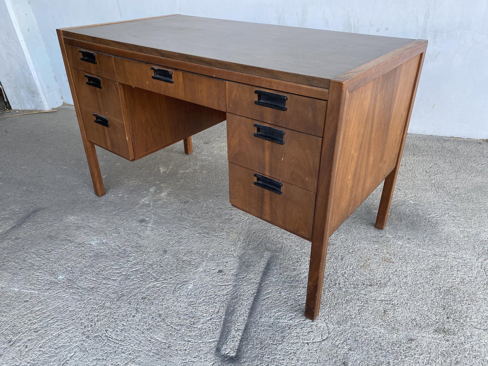 Midcentury Danish Modern Teak Writing Desk w/ Woven Wicker Front by Sligh Lowry - 3