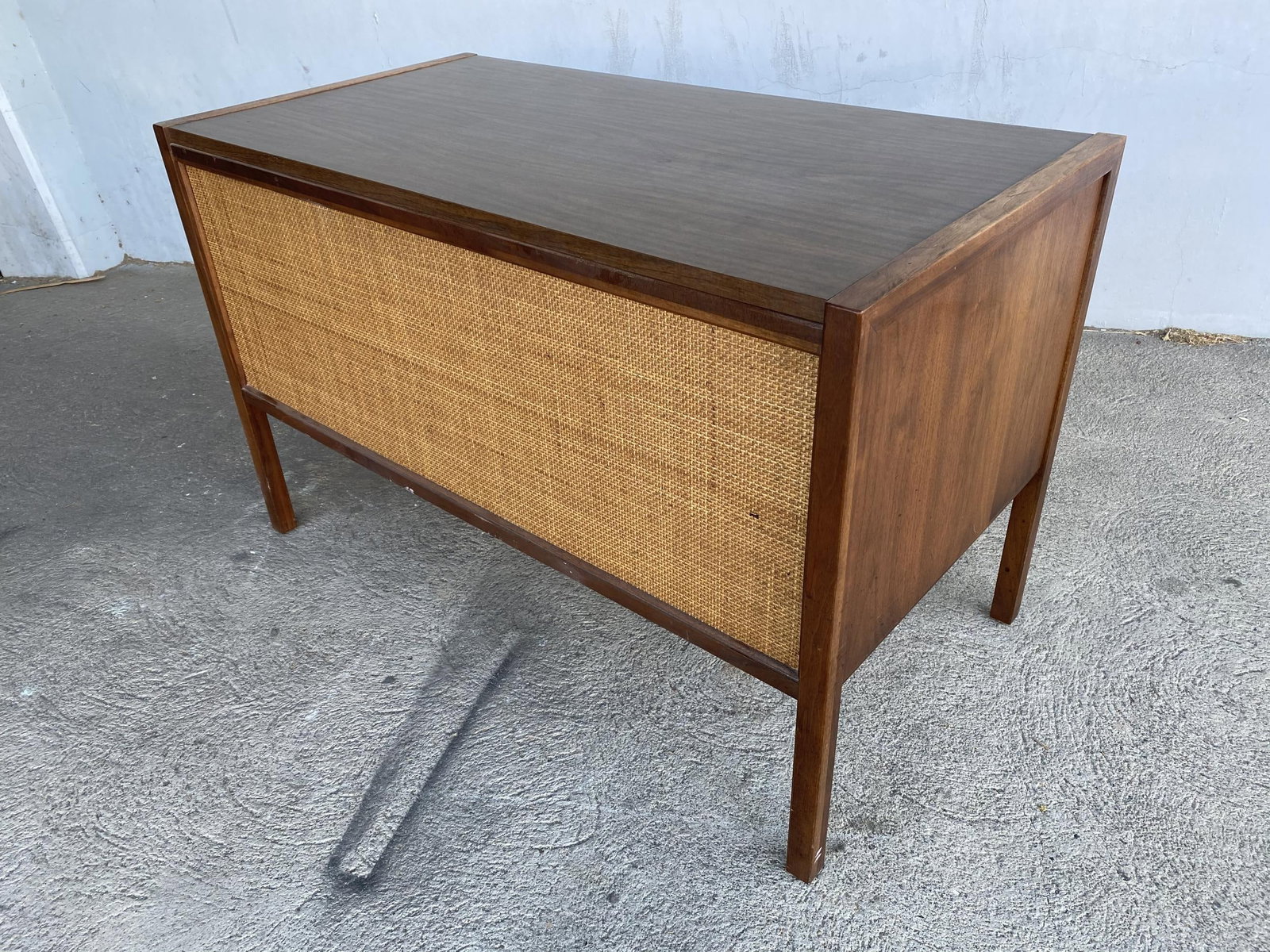 Midcentury Danish Modern Teak Writing Desk w/ Woven Wicker Front by Sligh Lowry - 5