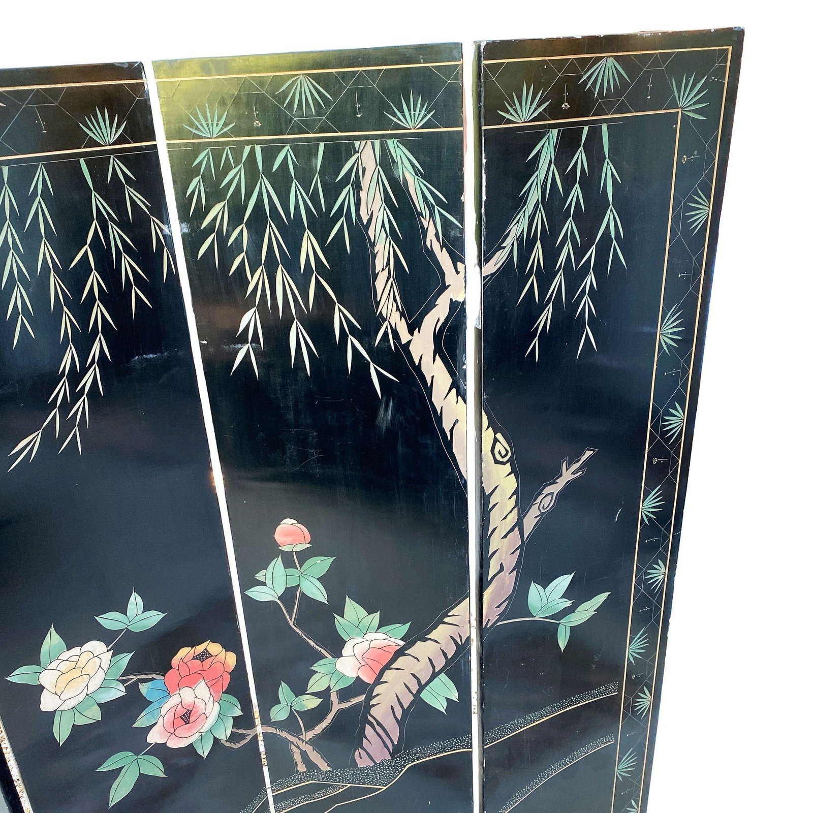 MCM Chinese Export Hand Gilded 6-Panel Geese Coromandel Screen Room Divider - 4