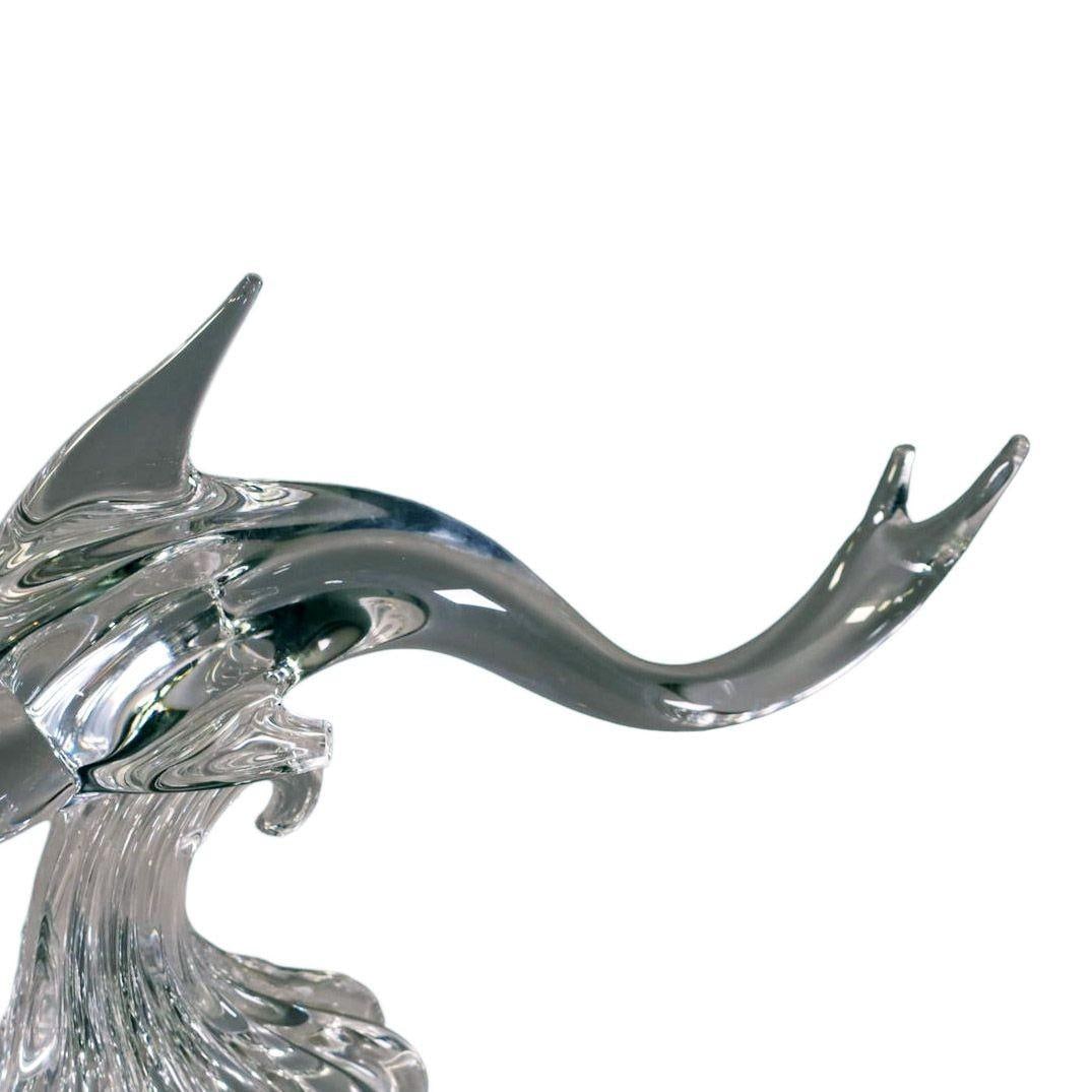 Large Hand-Blown Murano Crystal Leaded Glass Dolphin Sculpture Archimede Seguso - 3