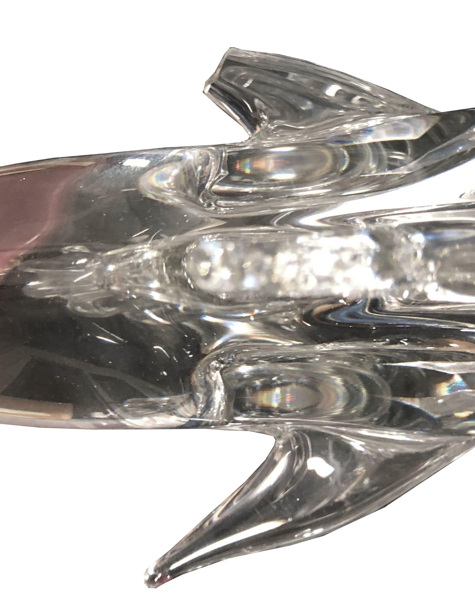 Large Hand-Blown Murano Crystal Leaded Glass Dolphin Sculpture Archimede Seguso - 4