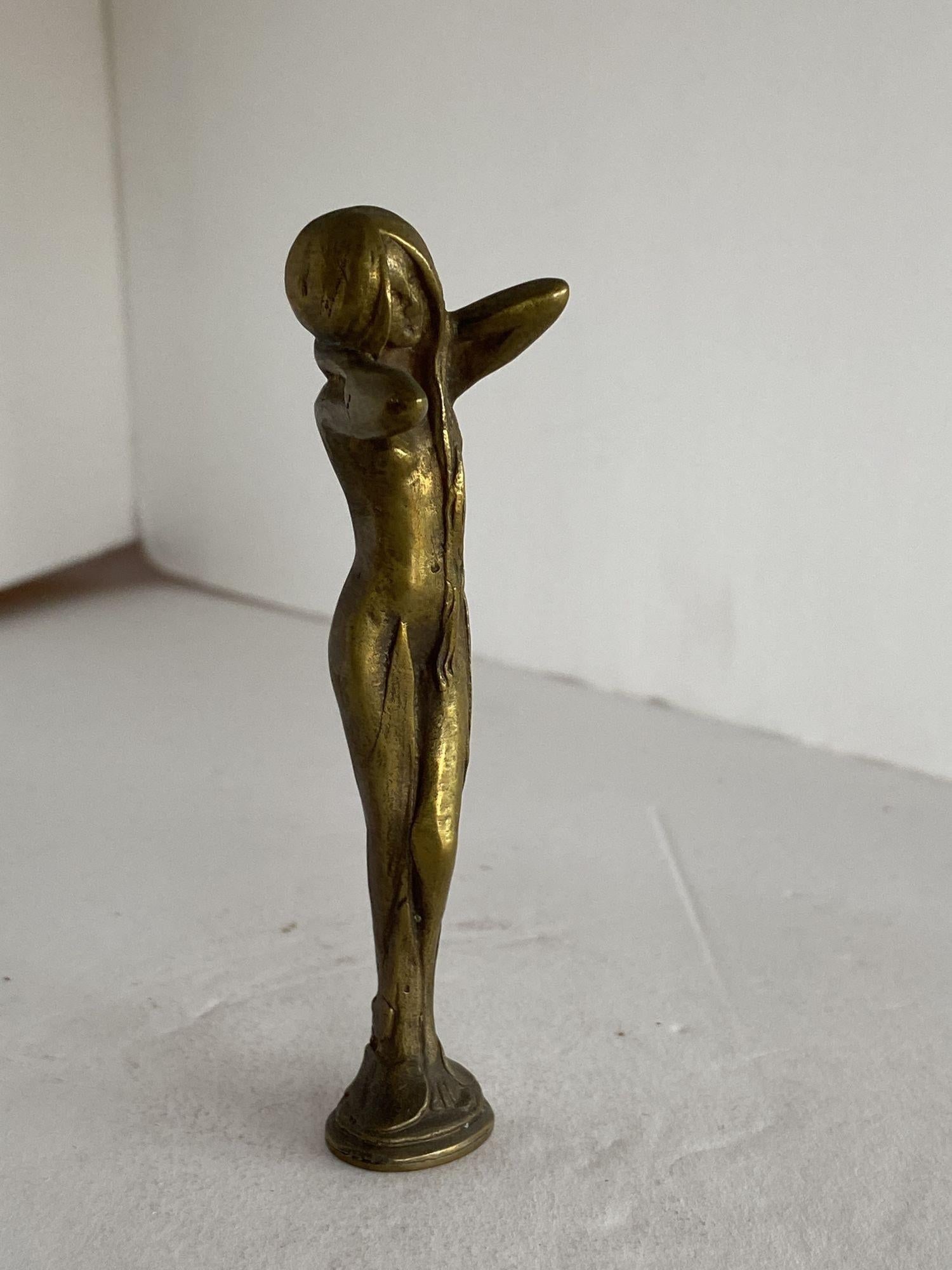 Bronze Letter Wax Seal Stamp Featuring Bathing Women Art Nouveau - 3