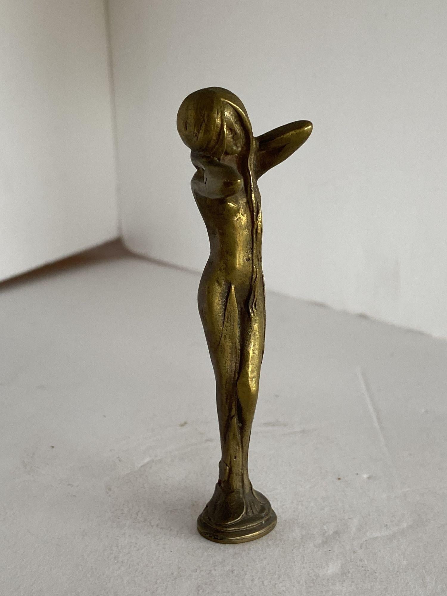 Bronze Letter Wax Seal Stamp Featuring Bathing Women Art Nouveau - 4