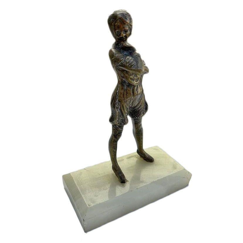 6" Tall Art Deco Female Flapper Bronze Sculpture on Green Onyx Base - 2