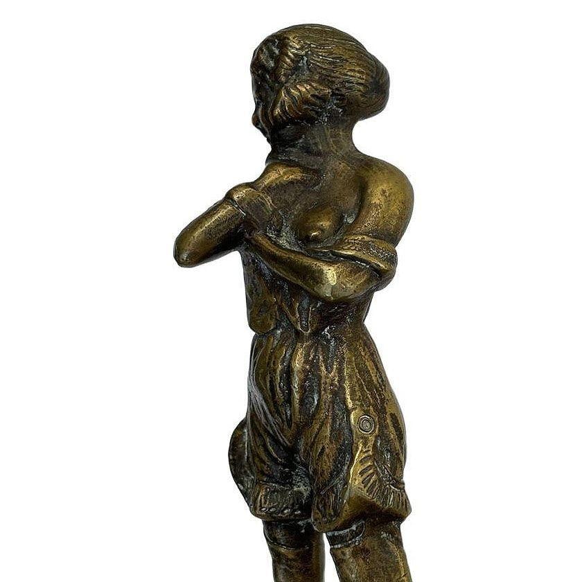 6" Tall Art Deco Female Flapper Bronze Sculpture on Green Onyx Base - 5