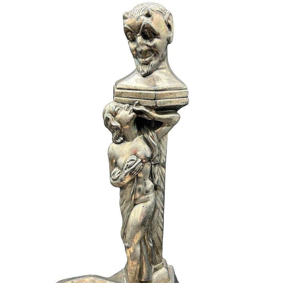 RARE Smoking Women w/ Temptation Devil Figurative Ashtray w/ Lighter - 2