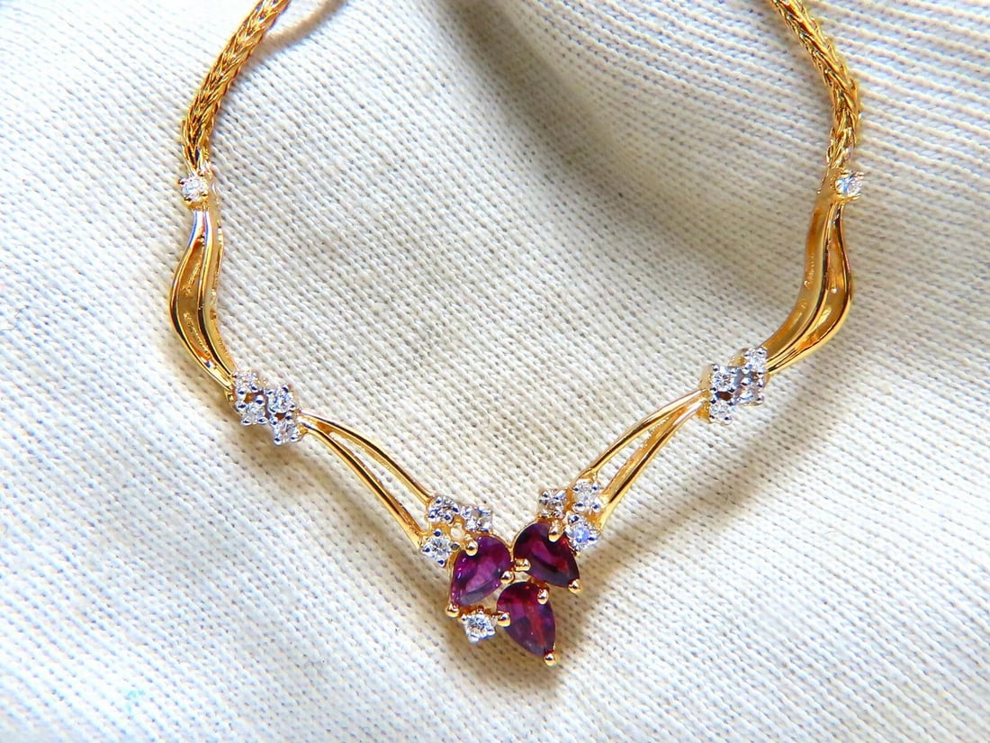 1.90ct Natural Ruby Diamonds Lariat Necklace 14kt ** - 4