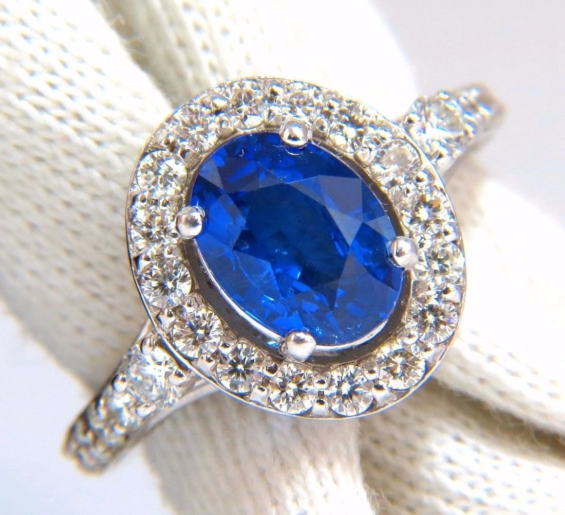 GIA Certified 3.38ct natural royal blue sapphire ring halo cluster *v - 11