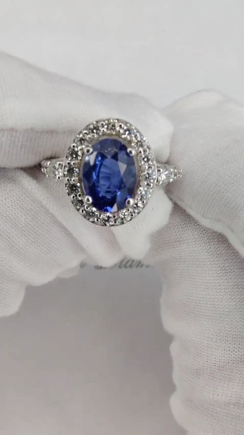 GIA Certified 3.38ct natural royal blue sapphire ring halo cluster *v - 2