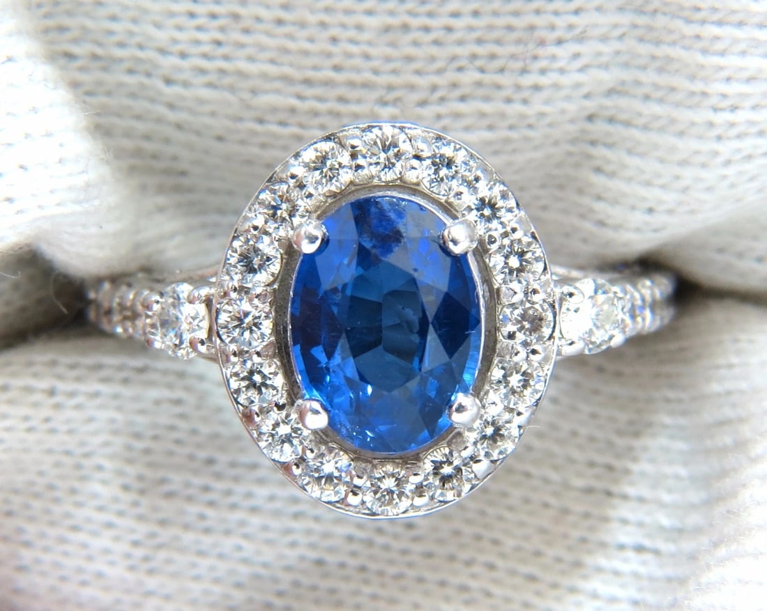 GIA Certified 3.38ct natural royal blue sapphire ring halo cluster *v - 7