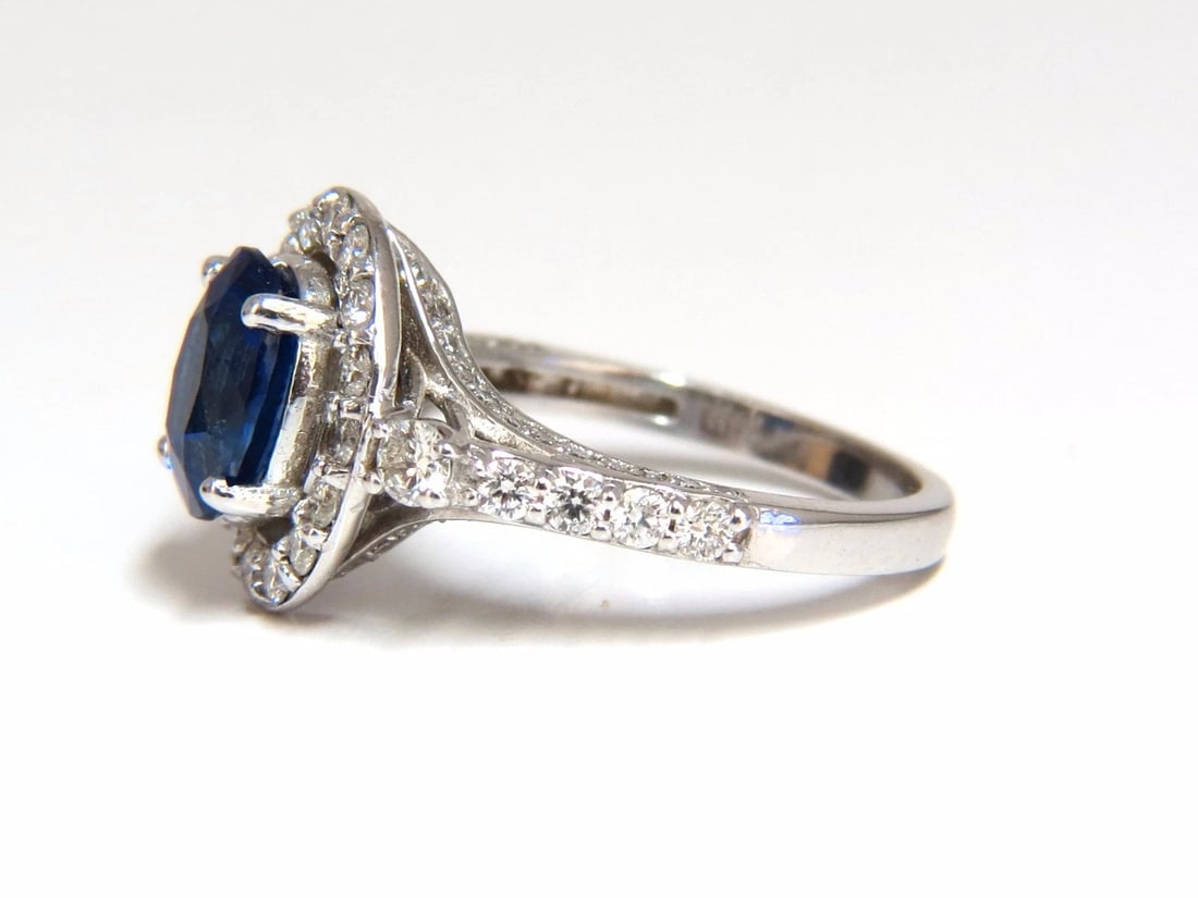 GIA Certified 3.38ct natural royal blue sapphire ring halo cluster *v - 9