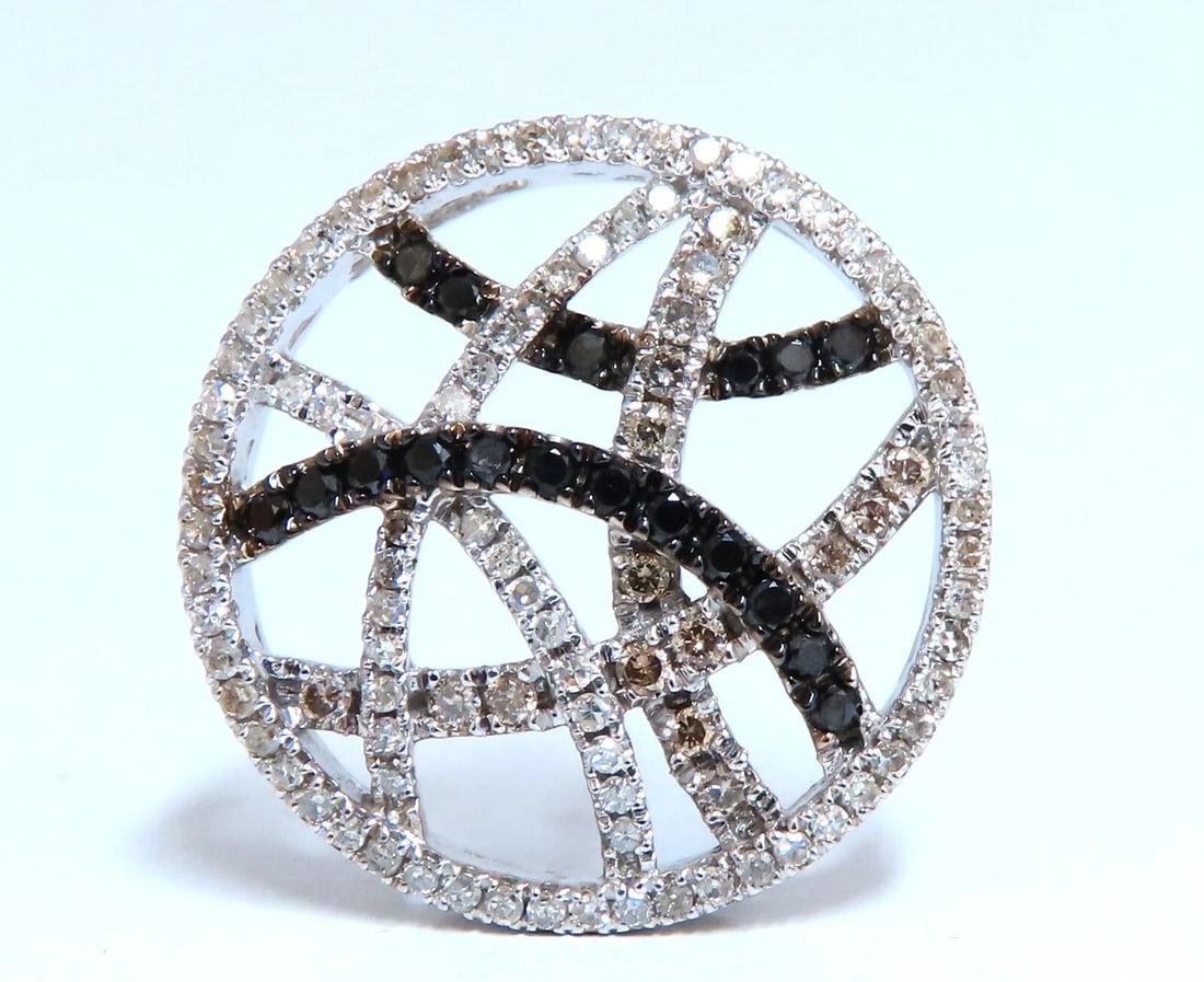 1.30ct Natural Round Black Diamonds Circle Pendant 14kt**: Title: 1.30ct Natural Round Black Diamonds Circle Pendant 14kt** Description: MAGNIFICENT JEWELS Cosmopolitan Circle Pendant 1.30ct natural diamonds. Black and white. Si-1 clarity / I color 14kt.