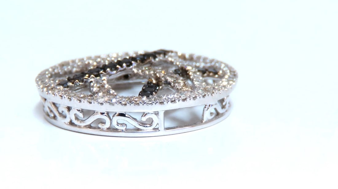 1.30ct Natural Round Black Diamonds Circle Pendant 14kt** - 2