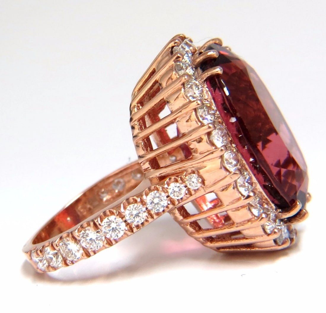 GIA Certified 24.13ct natural red tourmaline 3.00ct diamonds ring 18kt*v - 6