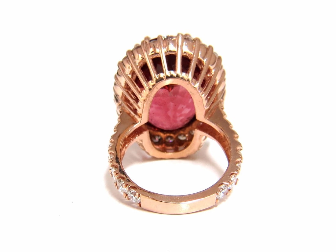 GIA Certified 24.13ct natural red tourmaline 3.00ct diamonds ring 18kt*v - 7