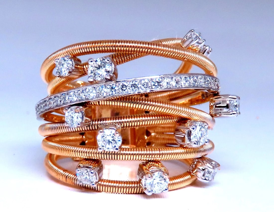 1.02ct Natural Diamonds On Coil Wire Wrap Ring 14kt Gold**: Title: 1.02ct Natural Diamonds On Coil Wire Wrap Ring 14kt Gold** Description: Mod Fused Coil Wrapped Diamond Bands Deco 1.02ct. Natural Round diamonds eternity ring G color Vs-2 clarity Very good