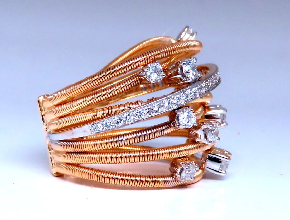 1.02ct Natural Diamonds On Coil Wire Wrap Ring 14kt Gold** - 2