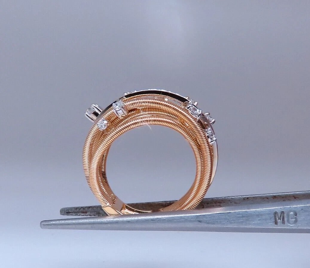 1.02ct Natural Diamonds On Coil Wire Wrap Ring 14kt Gold** - 5