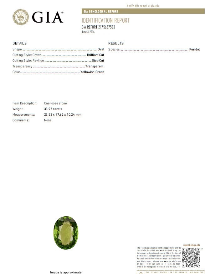 GIA Certified 35.63ct Natural Green Peridot Diamonds Rings 18kt *v - 10