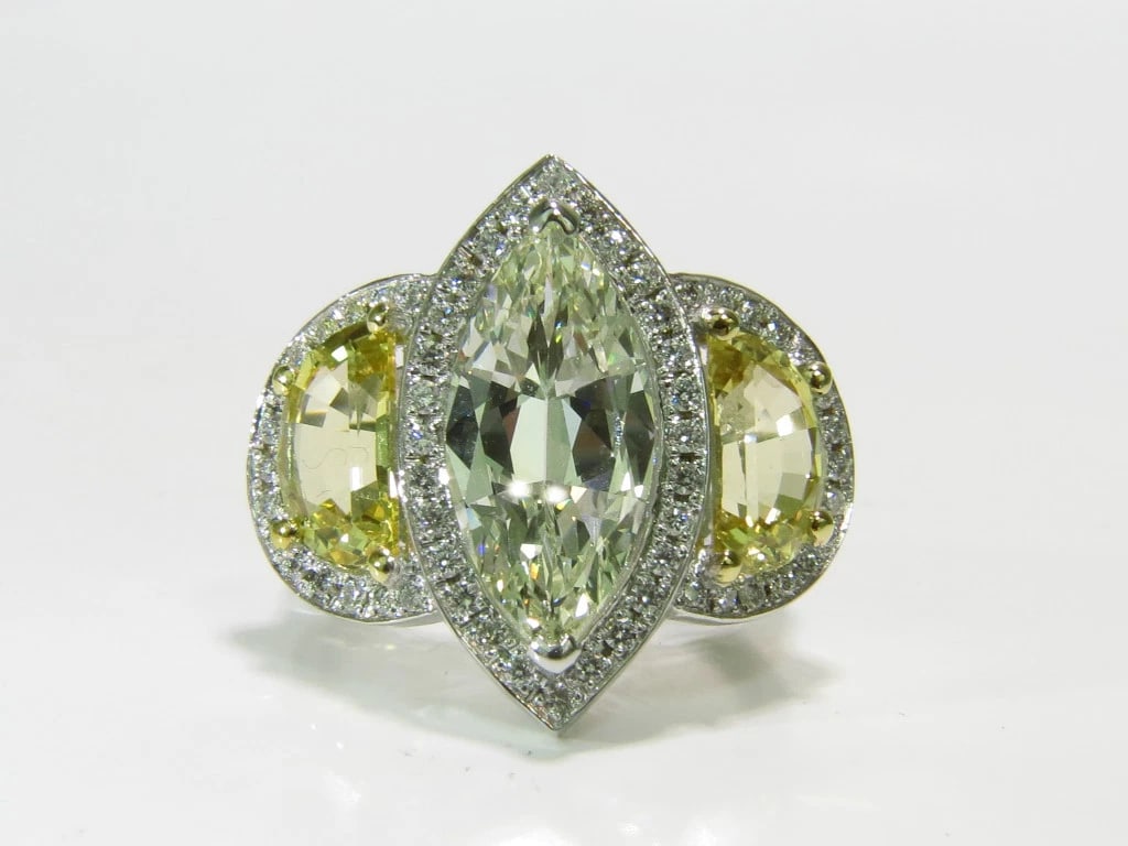 GIA CERTIFIED 18KT GOLD 7.82CT MARQUISE DIAMOND SAPPHIRE RING NO HEAT **v - 4