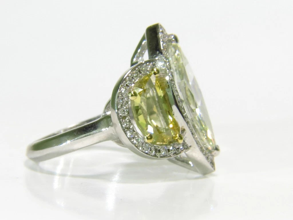 GIA CERTIFIED 18KT GOLD 7.82CT MARQUISE DIAMOND SAPPHIRE RING NO HEAT **v - 6