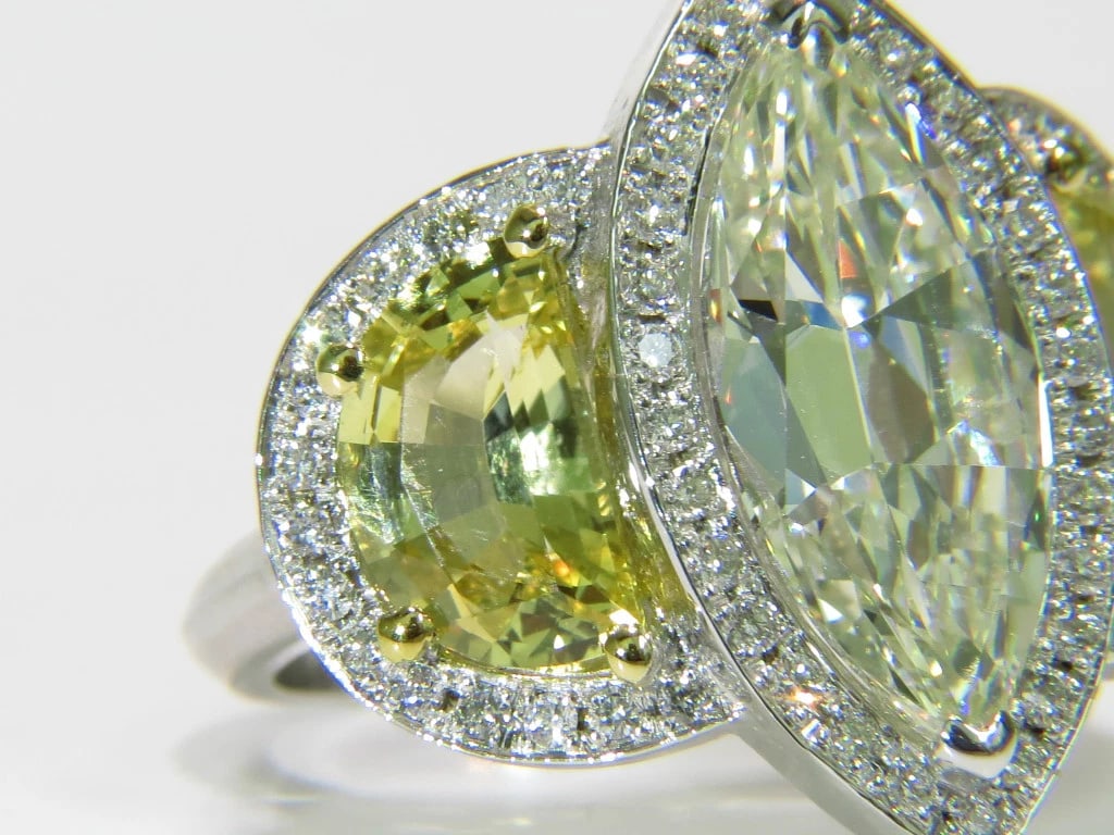 GIA CERTIFIED 18KT GOLD 7.82CT MARQUISE DIAMOND SAPPHIRE RING NO HEAT **v - 7