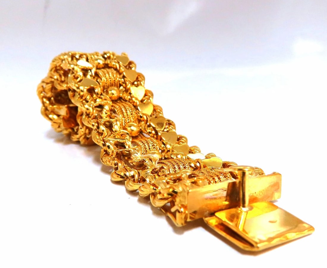 14kt Gold Hearts Rope & Tassel Vintage Hand winded Intricate Bracelet** - 6