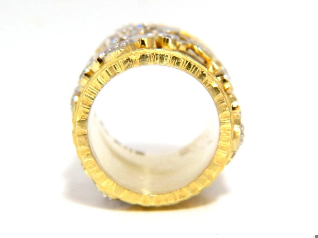 1.10CT 14KT NATURAL DIAMONDS SPANISH GOTH DECO REVIVAL HAMMERED BAND 10030** - 9