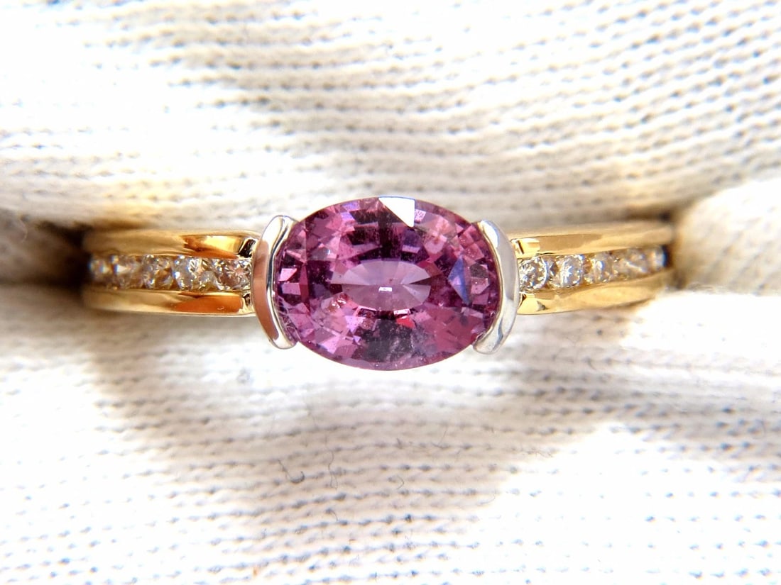 GIA 1.78CT NATURAL NO HEAT BRIGHT PINK SAPPHIRE DIAMOND RING 18KT** - 5