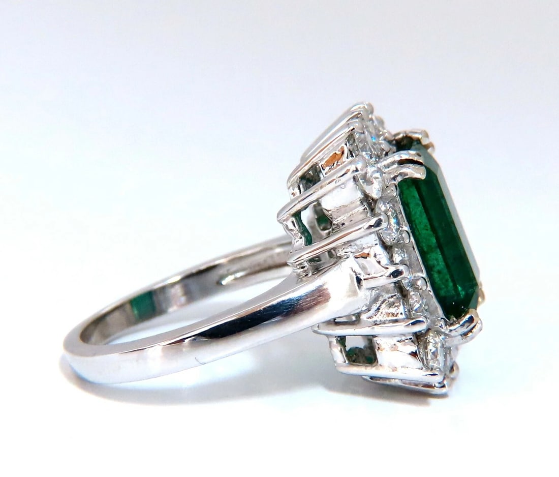 7.15ct Natural Emerald Diamonds Cluster Halo Ring 14kt** - 3