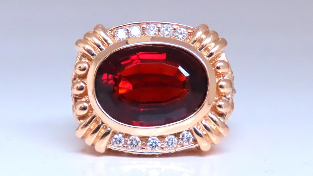 Natural Spessartite Diamonds Ring Bead Goth Stud 14Kt Gold Ref 12297** - 2