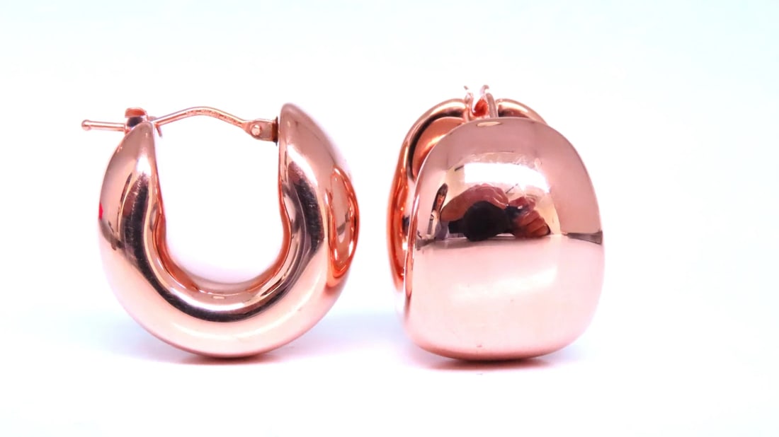 Semi Hoop High Shine Wide Lever Clip Earrings 14kt Gold 12583** - 2