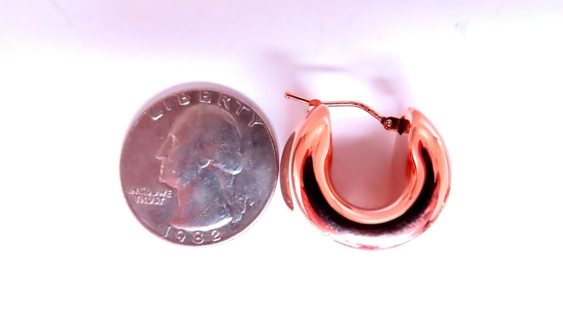 Semi Hoop High Shine Wide Lever Clip Earrings 14kt Gold 12583** - 3